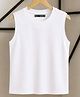 BLUSHES 100% Cotton Knit Sleeveless Solid Tee - White