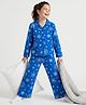 Pine Kids Cotton Knit Full Sleeves Shirt & Pajama Co-Ords Night Suit With Snowflakes  Print - Blue