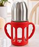 Adore PureSip 2 Stage Wideneck Borosilicate Glass Feeding Bottle with Silicon sleeve & Handle- 150ml (Red)