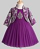 Enfance Cotton Silk Woven Three Fourth Sleeves Embroidery Embellished & Hand Worked Dress With Jacket- Purple