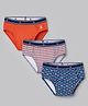 Pine Kids Cotton Elastane Knit Stripped Briefs with Airplane Print Pack of 3 - Blue Orange & Light Blue