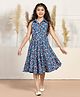 Fashion Dream Viscose Woven Sleeveless Floral Printed Dress - Navy Blue