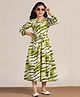 Fashion Dream Cotton Blend Woven Three Fourth Sleeves Abstract Printed Dress - Green