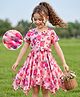 Hola Bonita Woven Half Sleeves High Low Hem Dress With Floral Print - Pink