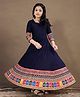 Fashion Dream Cotton Blend Woven Three Fourth Sleeves Floral Printed Dress - Navy Blue