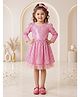 AJ Dezines Woven Three Fourth Sleeves Sequins Embellished Dress - Pink