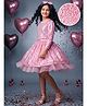 AJ Dezines Woven Three Fourth Sleeves Sequins Embellished Dress - Pink