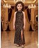 AJ Dezines Woven Sleeveless Sequins Embellished Slit Dress - Black