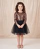 AJ Dezines Woven Full Sleeves Sequins Embellished Dress - Black