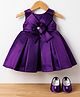 Blabber Sleeveless Pearl & Stone  Embellished Floral Applique Detailed Knee Length Dress With Booties - Purple