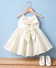 Blabber Sleeveleass Stone Embellished Bow Applique Detailed Knee Length Dress With Booties - Cream