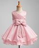 Blabber Sleeveless Sequins Embellished Floral Embroidered & Bow Applique Detailed Knee Length Dress - Blush Pink