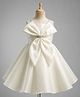 Blabber Sleeveless Stone Embellished Bow Applique Detailed Knee Length Dress - Cream
