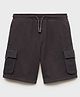 ALAN JONES Cotton Blend Knit Solid Cargo Style Shorts - Charcoal