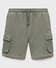 ALAN JONES Cotton Blend Knit Solid Cargo Style Shorts - Green