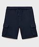 ALAN JONES Cotton Blend Knit Solid Cargo Style Shorts - Navy Blue