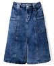 Arias Cotton Elastane Woven A-line Washed Skirt With Pockets & Cut N Sew Detailing - Blue