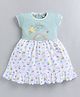 MELONI Knitted Knit Half Sleeves Honey Bee Text Printed Dress - Green