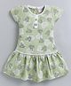 MELONI Knitted Knit Half Sleeves Hearts & Awesome Text Printed Dress - Green