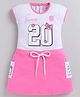 MELONI Knitted Knit Half Sleeves Princess Text Printed Dress - Pink
