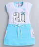 MELONI Knitted Knit Half Sleeves Princess Text Printed Dress - Sky Blue