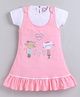MELONI Knitted Knit Half Sleeves Love Text Embroidered Dress - Peach