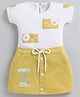 MELONI Knitted Knit Half Sleeves Animal Patch Detailed  Dress - Yellow