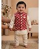Pspeaches Cotton Lurex Woven Full Sleeves Solid Kurta & Pajama With Fish Printed  Jacket Set - Off White