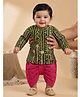 Pspeaches Rayon Woven Full Sleeves Bandhani Printed Kurta & Dhoti Set - Green & Magenta