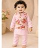 Pspeaches Cambric Woven Full Sleeves Solid Kurta & Pyjama With Floral Printed Jacket Set - Pink