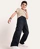 Arias Boys Cotton Woven Full Length Baggy fit Washed Jeans With Cut & sew - Navy Blue