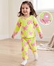 Babyhug Cotton Knit Full Sleeves Co-Ords T-Shirt & Pyjama Night Suit with Butterfly Print - Light Green
