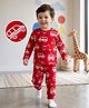 Babyhug Cotton Knit Full Sleeves Co-Ords T-Shirt & Pyjama Night Suit with Vehicle Print - Red