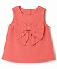 Babyhug Cotton Woven Sleeveless Top with Bow Detailing - Dark Peach