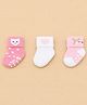 Kidofash Knit Pack Of 3 Hearts & Cat Designed Anti Skid Socks - Dark Pink