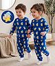 Babyhug Cotton Knit Full Sleeves Co-Ords T-Shirt & Pyjama Night Suit with Bear Print - Navy Blue