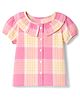 Babyhug Cotton Woven Half Sleeves Top with Checked Print -  Pink