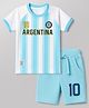 Babyhug 100% Cotton Knit Half Raglan Sleeves Argentina Printed T-Shirt & Shorts Set - Light Blue