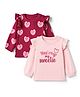 Doodle Poodle 100% Cotton Single Jersey Knit Full Sleeves Tops with Frill Detailing and Hearts Print in Pink & Fushia Pack of 2 for New born