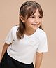 Arias 100 % Cotton Knit Half Sleeves T-Shirt With Floral Applique - White