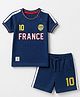 Babyhug Single Jersey Knit Half Sleeves France Jersey Printed T-Shirt & Shorts Set - Navy