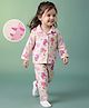 Babyhug Cotton Knit Full Sleeves Co-Ords Shirt & Pyjama Night Suit with Animal Print - Offwhite