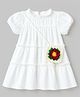 Babyhug Cotton Woven Dress and Purse with Half Sleeves in Offwhite