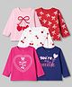 Doodle Poodle 100% Cotton Single Jersey Knit Full Sleeves T-Shirts with Cherry Print Pack of 5 - White Blue Pink & Red
