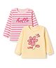 Doodle Poodle 100% Cotton Single Jersey Knit Striped Tops with Full Sleeves and Floral Print Pack of 2 - Cream & Pink