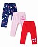 Doodle Poodle Cotton Knit Full Length Diaper Leggings With Bow & Cherry Graphic - Navy Blue, Red & Pink