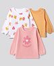 Doodle Poodle Cotton Tops with Full Sleeves and Floral Print in Dark Yellow Pack of 3 for 9-12 Months