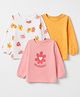 Doodle Poodle Cotton Tops with Full Sleeves and Floral Print in Dark Yellow Pack of 3 for 2-3 Years