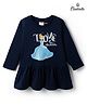CUCUMBER Sinker Knit Full Sleeves Frock With The Princess Graphic - Royal Blue