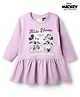 CUCUMBER Sinker Knit Full Sleeves Frock With Mickey Mouse Graphic - Plum